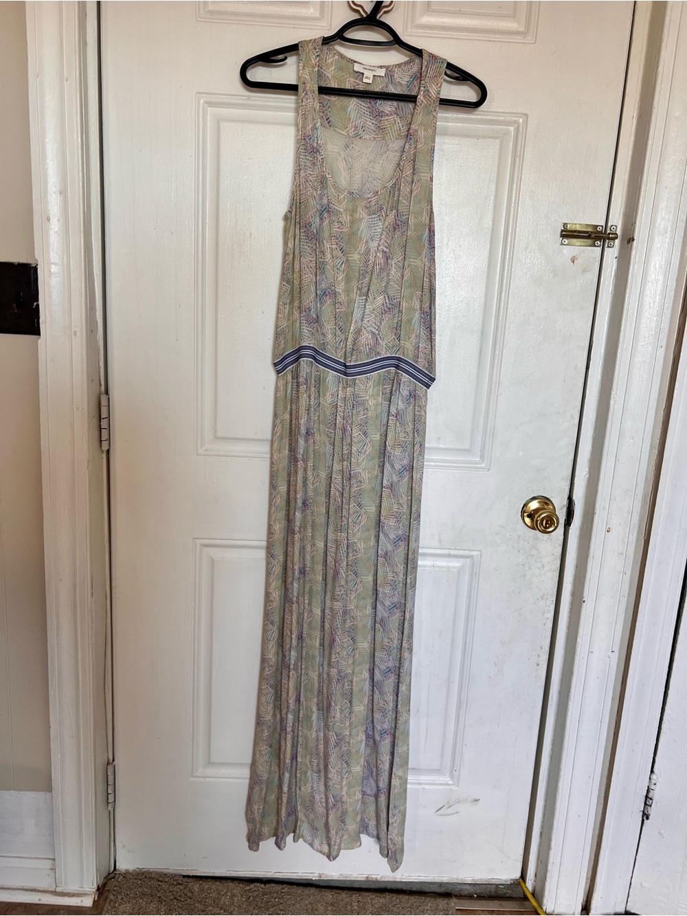 Sita Murt | Sleeveless Pastel Print Maxi Dress with Blue Trim